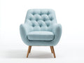 Sessel aus Webstoff und Holz 80 x 76 x 86 cm - Hellblau - Gepolstertes Design mit Knopfheftung