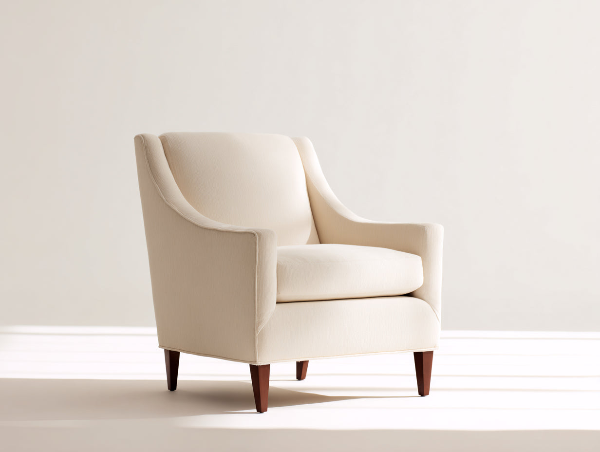 Sessel aus Strukturstoff und Massivholz 82 x 86 x 91 cm Creme Dunkelbraun für Wohnzimmer - Gepolstertes klassisch modernes Design