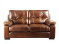 Zweisitzer Sofa mit Bezug in Lederoptik ca. 178 x 94 x 91 cm - Cognacbraun und Dunkelbraun - Gepolsterte Armlehnen - Klassisches Design