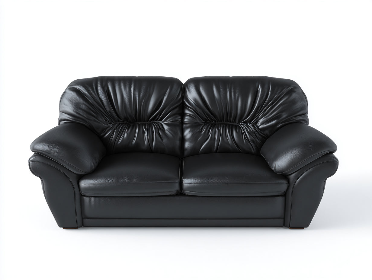Zweisitzer Sofa aus Kunstleder und Holzwerkstoff 190 x 96 x 90 cm Schwarz für Wohnzimmer - Gepolstertes klassisches Komfortdesign
