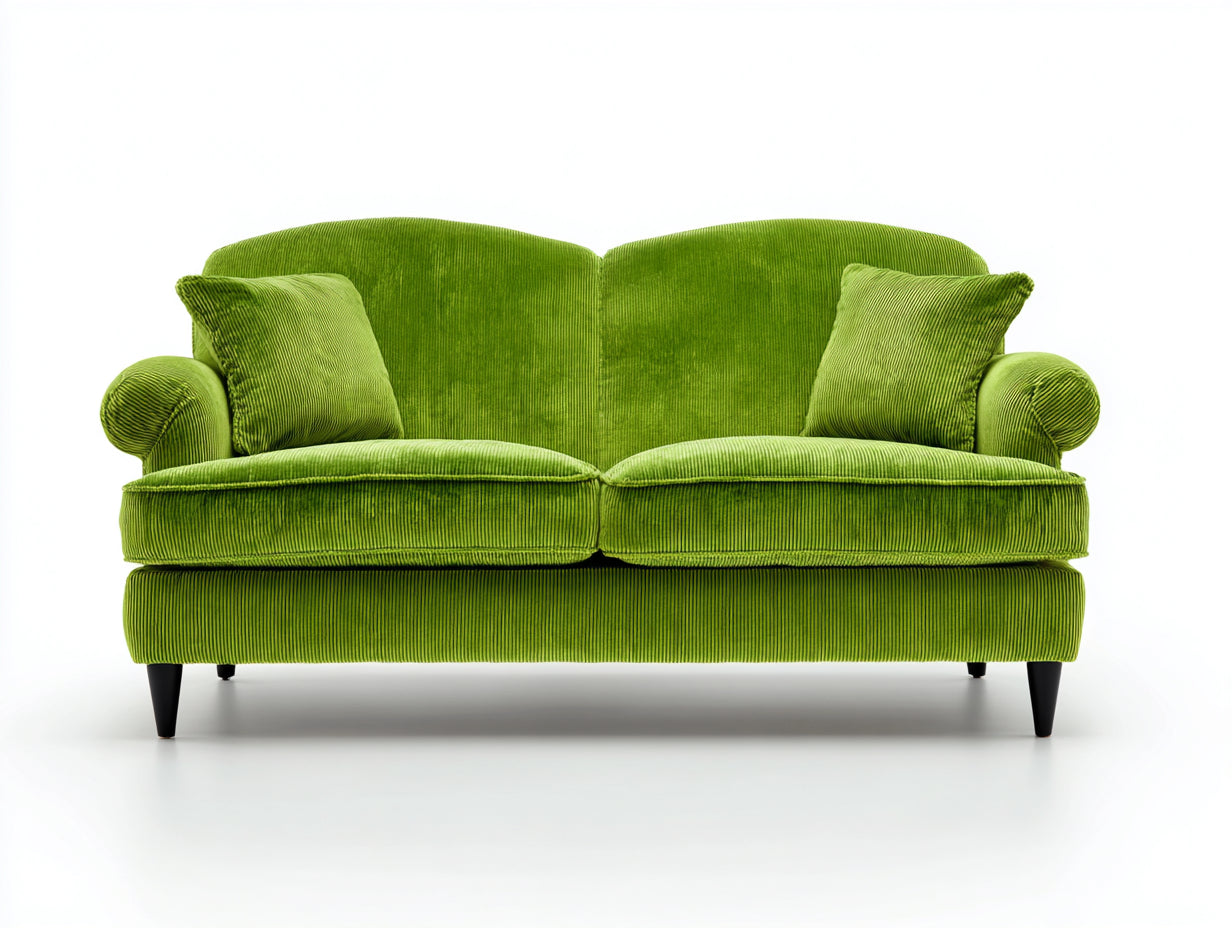 Zweisitzer Sofa mit Cordbezug ca. 190 x 92 x 90 cm - Grün und Schwarz - Gepolsterte Armlehnen - Klassisches Design
