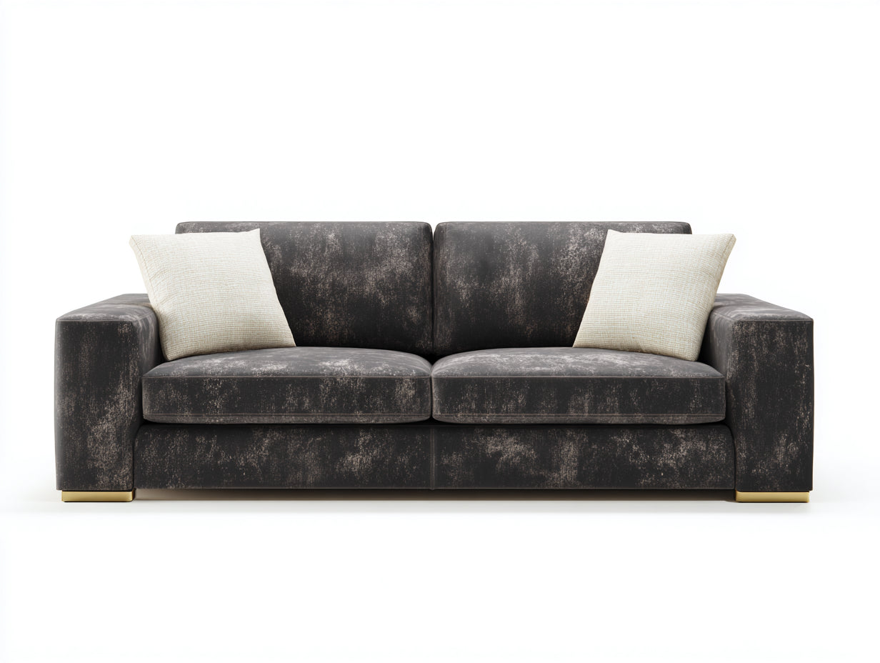 Zweisitzer Sofa aus Strukturstoff 220 x 95 x 84 cm - Dunkelgrau - Gepolstertes Design mit breiten Armlehnen