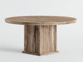 Runder Gartentisch aus Holz ca. 140 x 140 x 75 cm - Hellbraun - Geriffelter Säulensockel - Rustikales Design