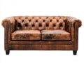 Zweisitzer Sofa aus Kunstleder 190 x 91 x 78 cm - Cognacbraun - Chesterfield-Design mit Knopfheftung