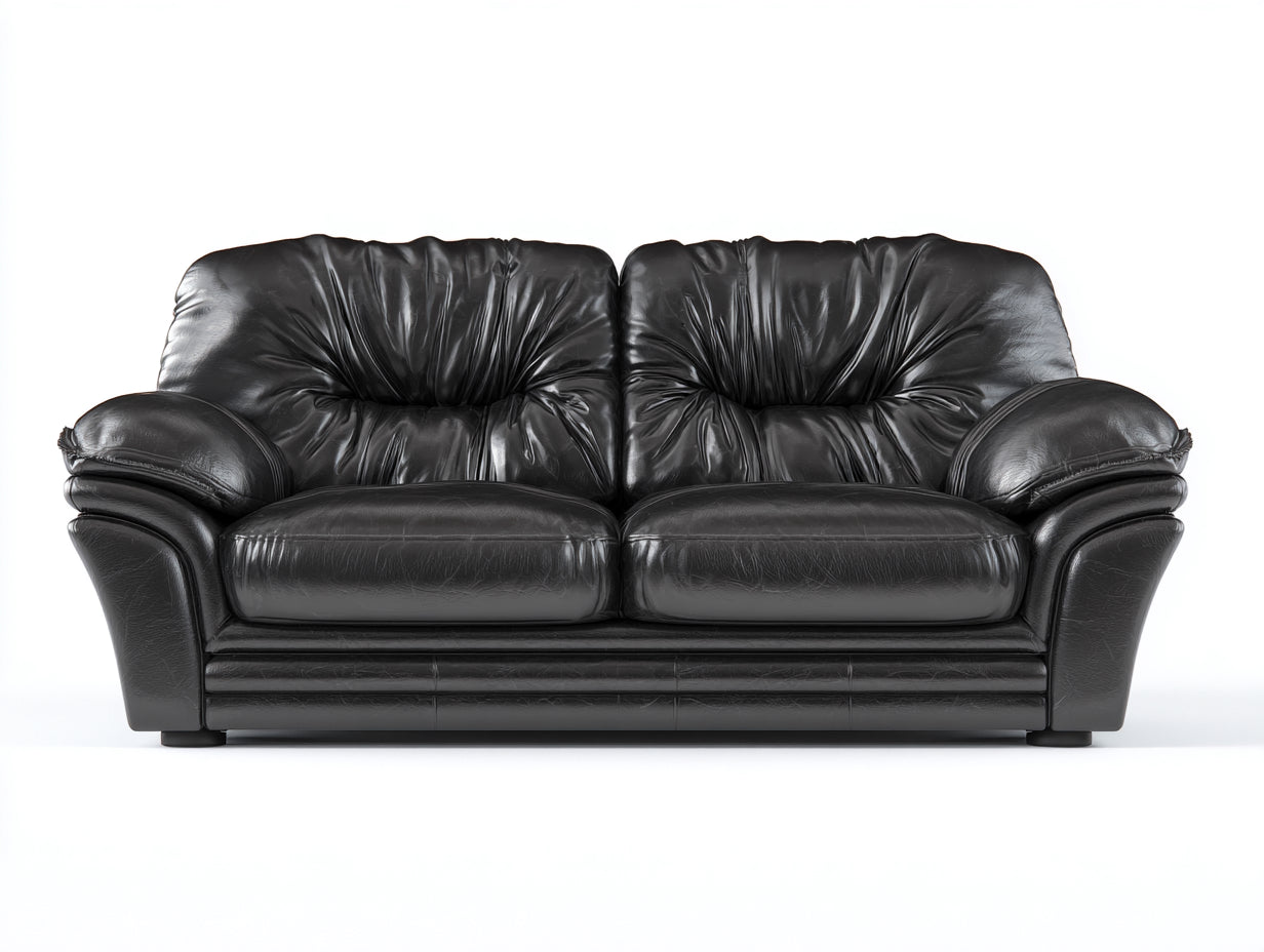 Zweisitzer Sofa aus Kunstleder 198 x 96 x 92 cm - Schwarz - Gepolstertes klassisches Design für Wohnzimmer