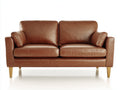 Zweisitzer Sofa mit breiten Armlehnen - Kunstleder in Vintage-Optik und Holzfüße - 188 x 92 x 86 cm - Cognacbraun - Gepolstertes Sofa im modernen Retro-Stil