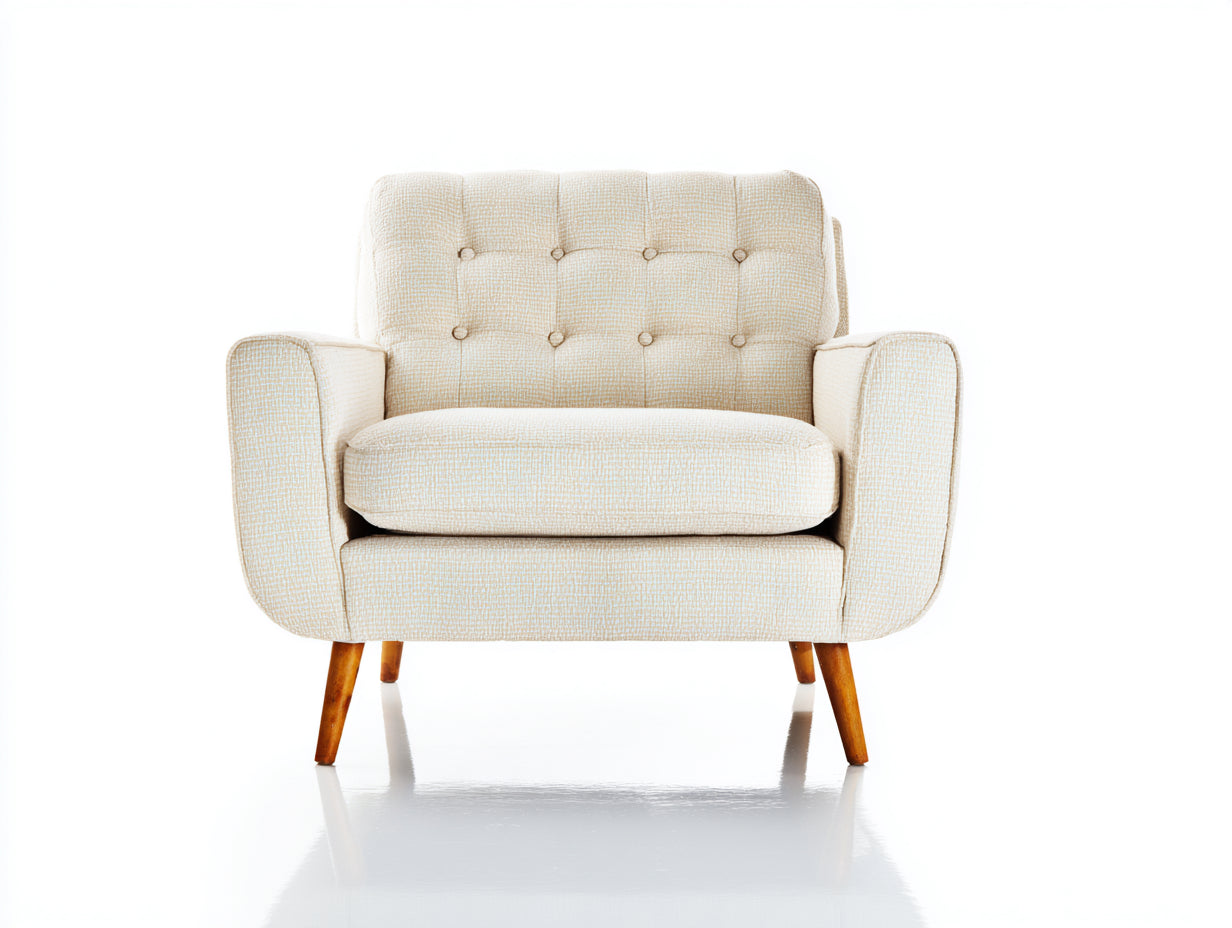 Sessel mit Strukturstoffbezug ca. 92 x 86 x 88 cm - Creme und Honigbraun - Gepolsterte Armlehnen - Modernes Design